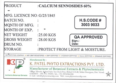 CALCIUM SENNOSIDES 60_25KG.jpg Calcium Sennosides 60%_25 kg - CALCIUM SENNOSIDES 60 25KG